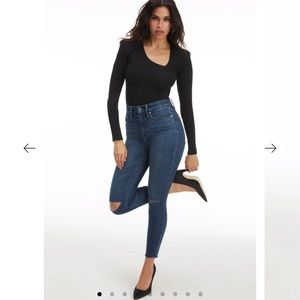 Good American Jeans- Good Waist Raw edge Crop